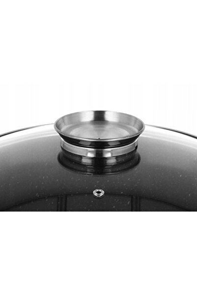 NO BRAND Caserolă Tradițională 5.5L din Piatră Neagră cu Aspect de Marmură, c...