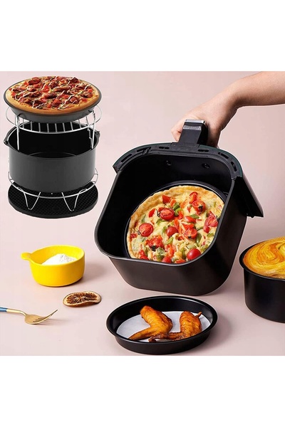 NO BRAND Set de accesorii pentru friteuza cu aer cald, tavă pentru pizza, tav...