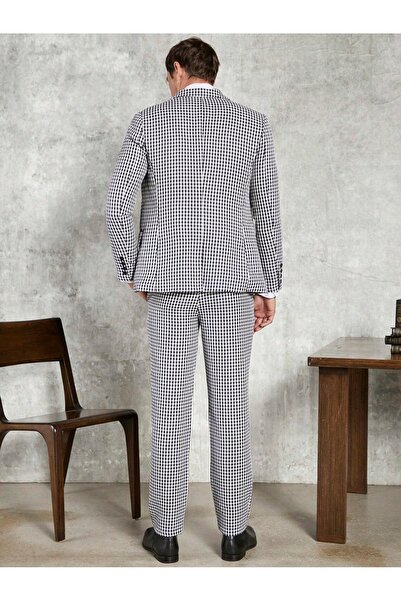 NO BRAND Costum din două piese alb bleumarin sacou pantaloni SHEIN M