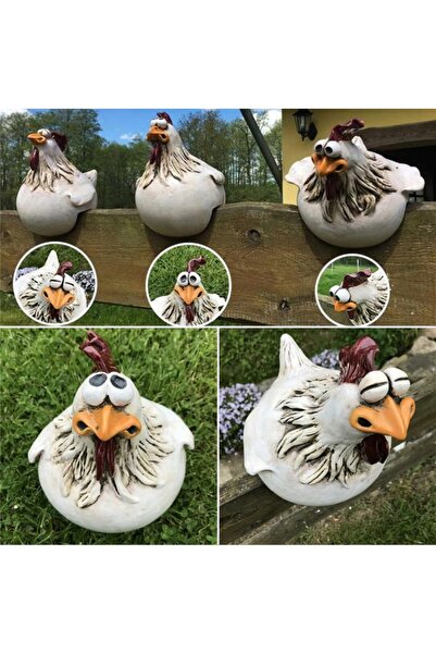 NO BRAND Figurină de grădină cu pui, decorațiune pentru gard, suport din rășină