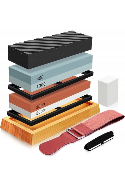 POKKA Kit de ascuțit cuțite pentru cuțite de bucătărie, foarfece și ascuțire ...