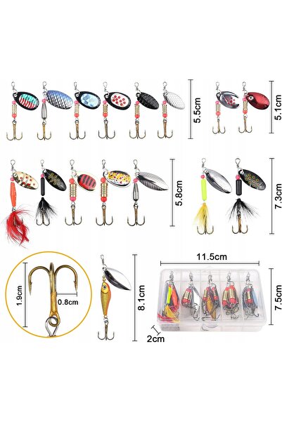 NO BRAND Naluci de pescuit tip lingură pentru spinning, 16 bucăți, pentru bib...