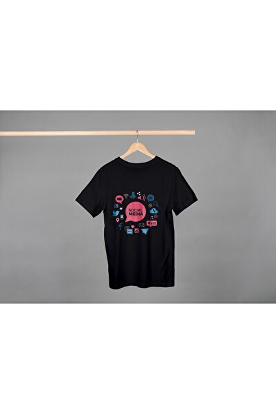 Noname Tricou Unisex Bumbac Premium Casual " Social media 7 " Inscriptie