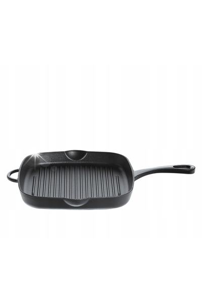 NO BRAND Tigaie grill din fontă neagră 26 x 26 cm