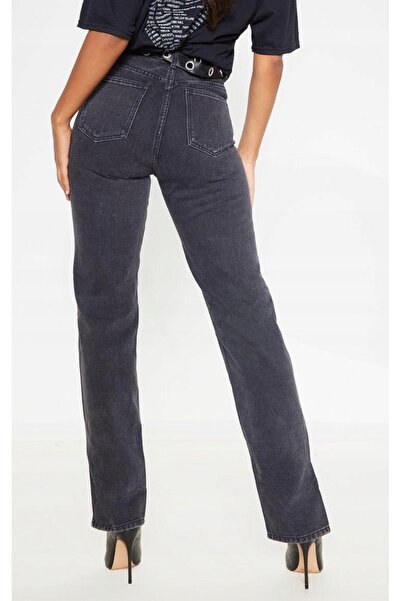 NO BRAND Pantaloni din denim negri clasici cu croială dreaptă Prettylittlethi...