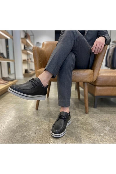 OFLAMAZ Men's Shoes Daily 100% Genuine Leather Orthopedic Comfortable