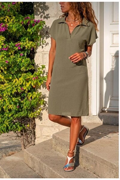 DOĞAÇ GİYİM Aerobin Fabric Collared Basic Dress