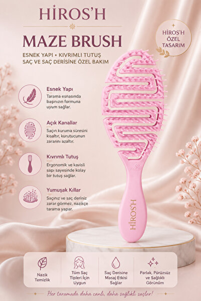 HİROS'H Flexible Scalp Massage and Care Comb New 3-Dimensional Comb