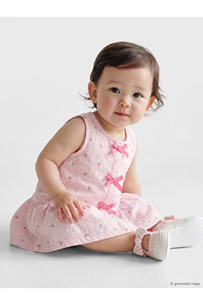 LC Waikiki Trendlucky Baby Girl Dress with Bow in Contrast Color