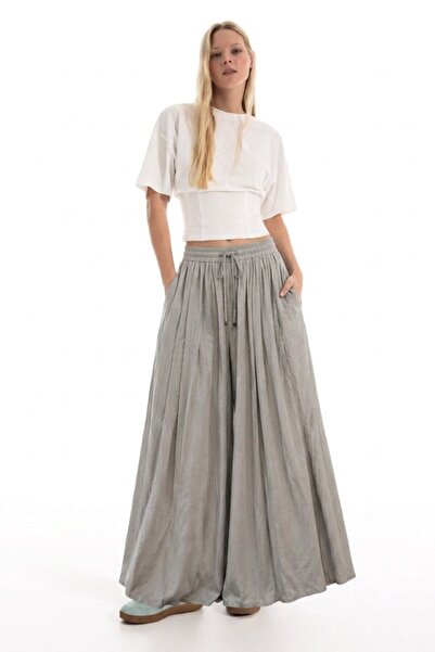DAMGA JEANS Women's Wide Leg Casual Gray Palazzo Pants