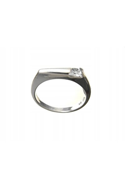 NO BRAND Inel din argint placat cu rodiu cu zirconiu cubic, mărimea 17