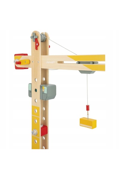 NO BRAND Macara din lemn pentru copii 74 cm Set de construcție cu accesorii FSC