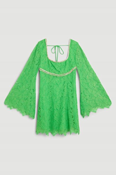 NO BRAND Karen Millen 36 Rochie mini clasică simplă cu bordură de dantelă verde