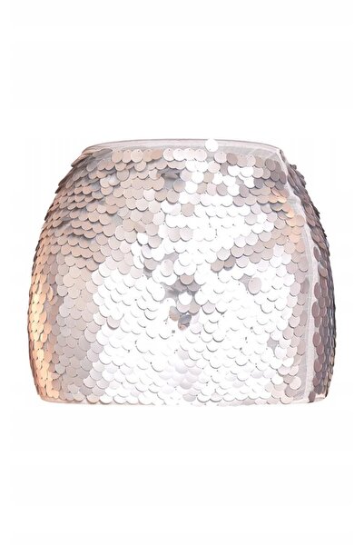 NO BRAND Fustă mini argintie strălucitoare cu paiete, glamour, Prettylittleth...