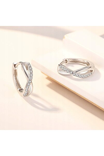 NO BRAND Cercei tip cerc din Argint 925 Sterling cu Zirconiu, de damă