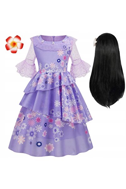 NO BRAND Costum Isabela Rochie Elegantă Perucă Carnaval Bal Deghizare 122 128 cm