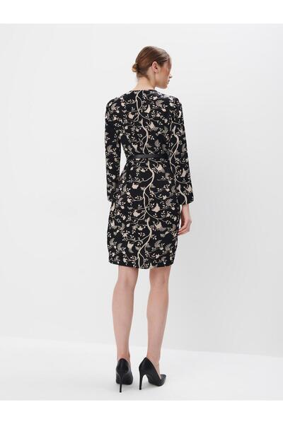 NO BRAND Rochie mini trapezoidală cu imprimeu, clasică, cu mânecă lungă și de...