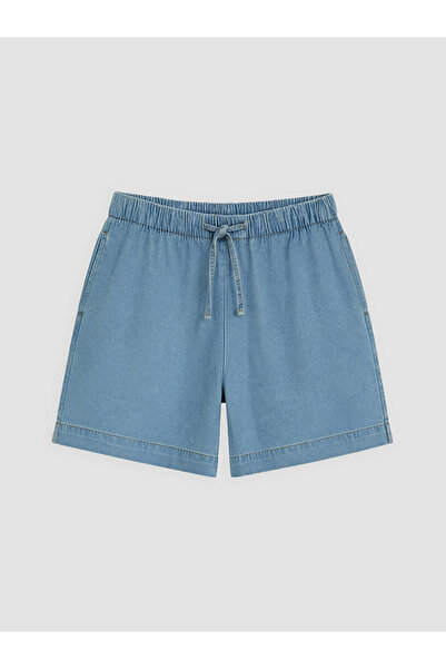 LC Waikiki Indigo Women's Jean Shorts with Elastic Waist
