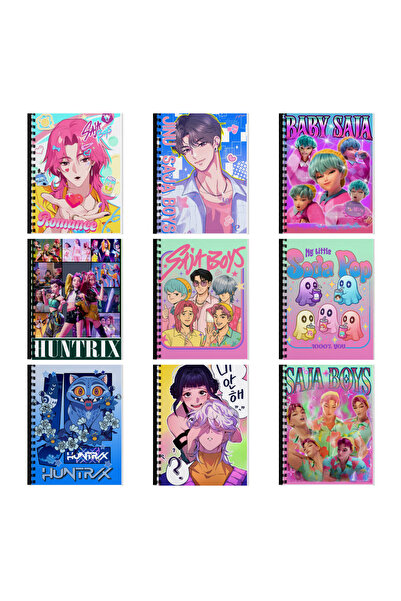 Ingift Set 9 Caiete Scolare A5 Personalizate cu KPop Saja Boys, Huntrix, Demo...