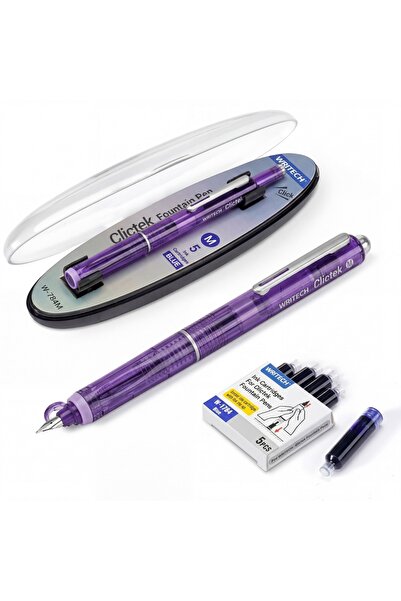 Writech Stilou retractabil M corp violet cu cutie cadou si 5 patroane cerneal...