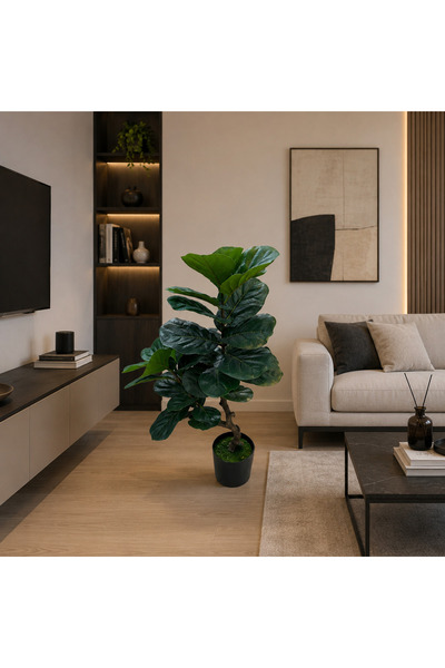 Alessandro DESIGN Decoratiune Ficus Lyrata, Ramificatie, 2 Ramuri, Plastic, 1...