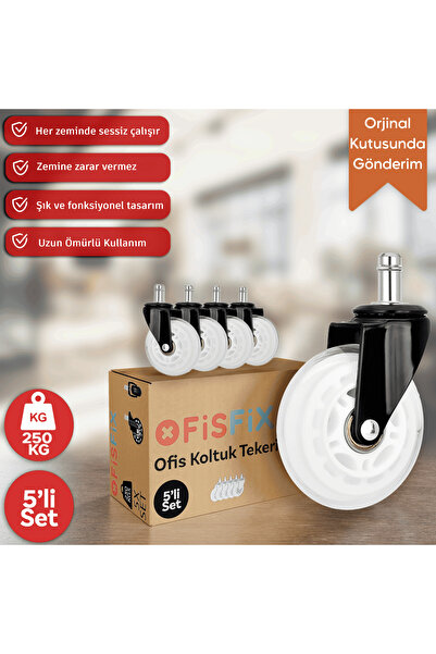 Ofisfix Ofis Fix 75mm Silikon Oyuncu Koltuğu Tekeri | Ofis Koltuk Tekeri | Ul...