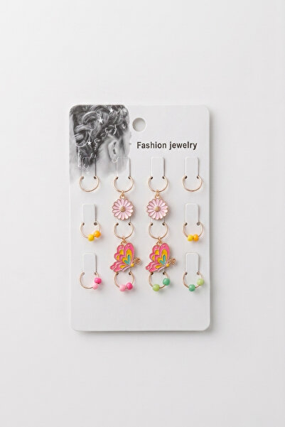 Le Mabelle Pack of 12 Girls' Hair Clips with Pink Daisy and Butterfly Figures