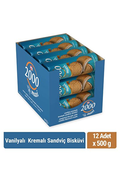 Bifa 2000 Vanilyalı Kremalı Sandviç Bisküvi 500 gr x 12 Adet