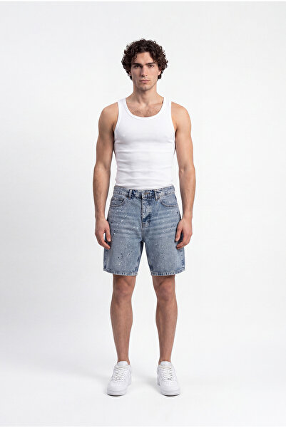 Machinist Men's Boyfriend Washed Jean Shorts Blue