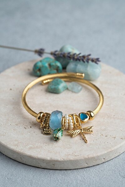 Inure Jewelry سوار بتصميم اليعسوب والزخرفة الزرقاء