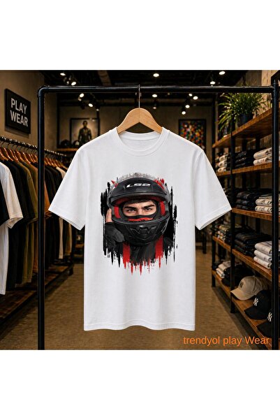 playwear Beginner Rider Mr. Printed 100% Cotton Oversize Loose Regular Fit Cr...