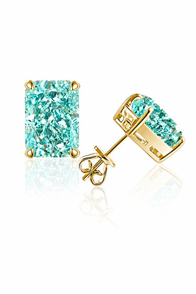 MEETMAY 18K Gold Plated S925 Silver Radiant Cut Earrings - 4ct 8x10mm Crushed...