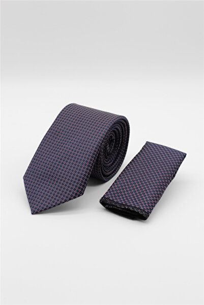 İmza Navy Blue-Red Patterned 7 cm Tie 1090260118