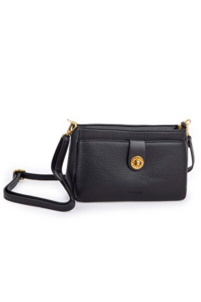 Nas Bag Mini Kadın Çapraz ve Omuz Çanta (22x14 cm) Siyah