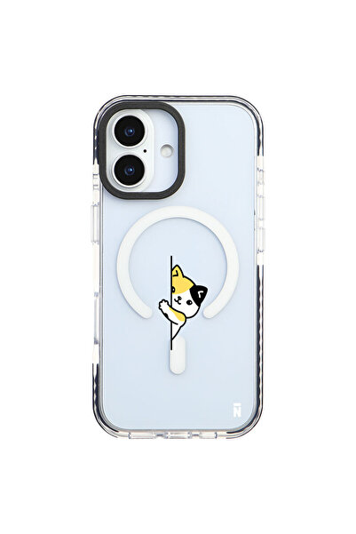 Casen iPhone 17 Yanları Siyah Magsafe Arty Şeffaf Cat Lover Kedi Tasarımlı Pr...