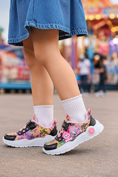 Ekonomik Ayakkabı Girl's Kuromi Pink Multi-Colored Thick Sole Casual Sports S...