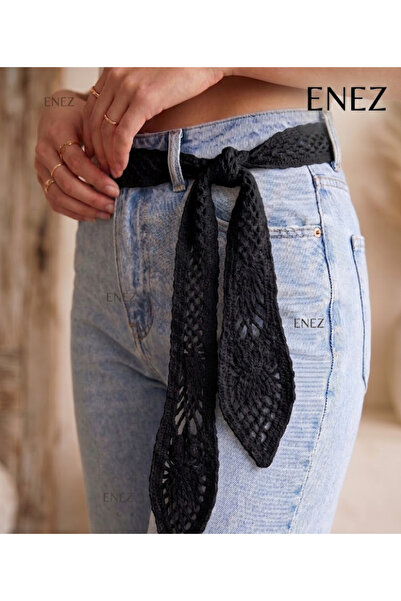 Enez Kadın Ajurlu Dantel Örgü Baglama Kemer Bohem Tarz