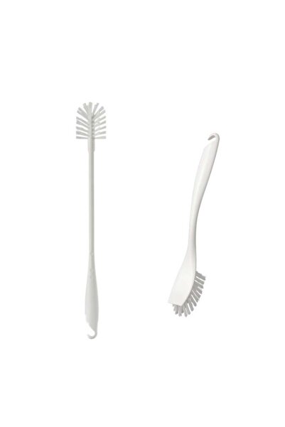 IKEA 2-Piece White Kitchen Brush Set - Dish-Washing Brush with Scraper Edge &...