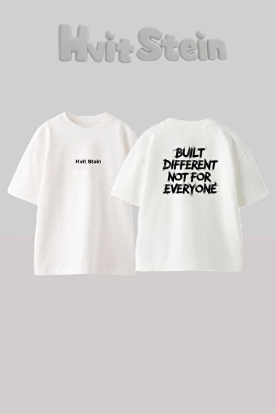 Hvit Stein Built Different Design Back Printed Cotton White Oversize T-Shirt