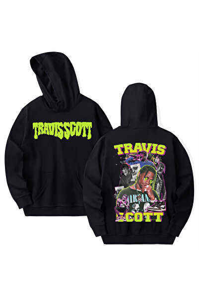 STİL-X Travis Scott Printed Cotton Long Sleeve Hooded Sweatshirt with 3 Yarns