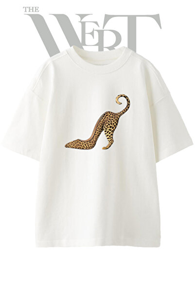 THEWERT Dizajn leoparda na majici, unisex, bela, velika veličina