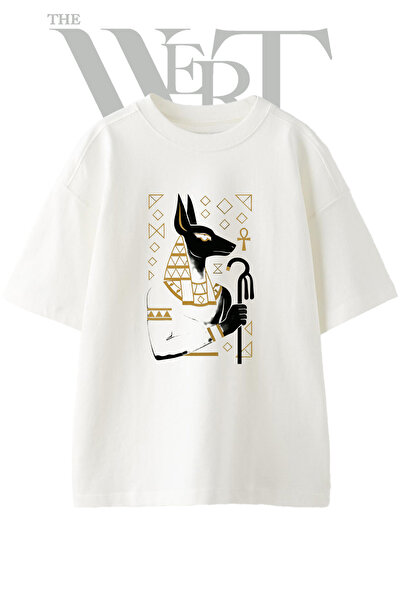 THEWERT Μπλουζάκι Anubis Design με στάμπα Unisex Λευκό Oversize