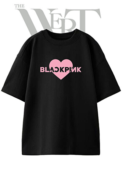 THEWERT Blackpink Design Printed Unisex Black Oversize T-Shirt