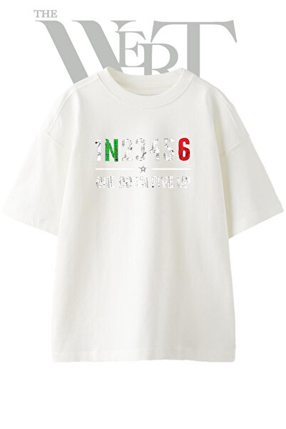 THEWERT One down Five up Design Printed Unisex White Oversize T-Shirt