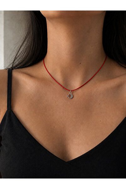 Femenino Ay Yıldız Figürlü Kırmızı İp Uniseks Choker Kolye