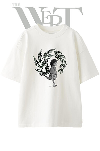 THEWERT Ellie Last Us Design Printed Unisex White Oversize T-Shirt