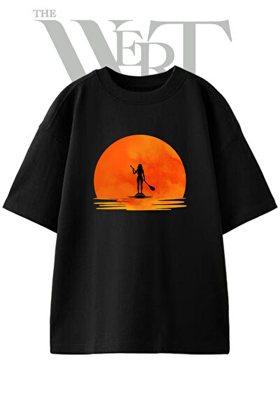 THEWERT Sup Kadin_1 Design Printed Unisex Black Oversize T-Shirt