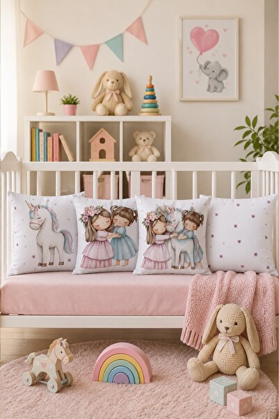 EVPANYA Sisters Unicorn Love Set od 4 dečije i bebi jastučnice sa uzorkom