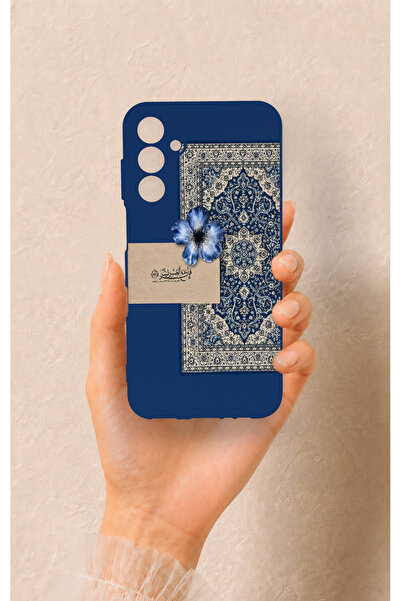 Vip Case Samsung A15 Uyumlu Mavi Etnik Halı Desenli Silikon Kılıf