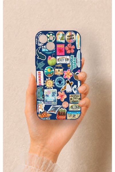 Vip Case حافظة سيليكون منقوشة بنمط Summer Vibes متوافقة مع iPhone 14 Plus/15 ...